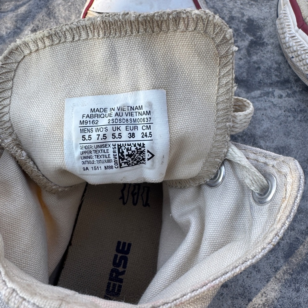 Vintage Converse Chuck Taylor High-Top Canvas Sneakers Off White size 7.5 - Picture 5 of 5